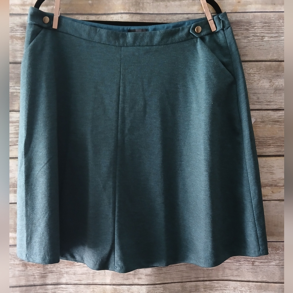 The Limited Blue A-Line Skirt with Button Detail